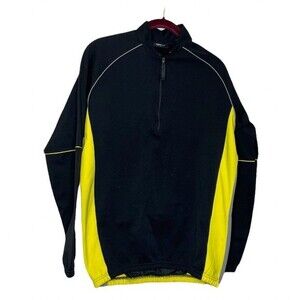 FEROTI SPORT Black Yellow Grey Cycling Jacket 1/4 Zip Pullover Size Large